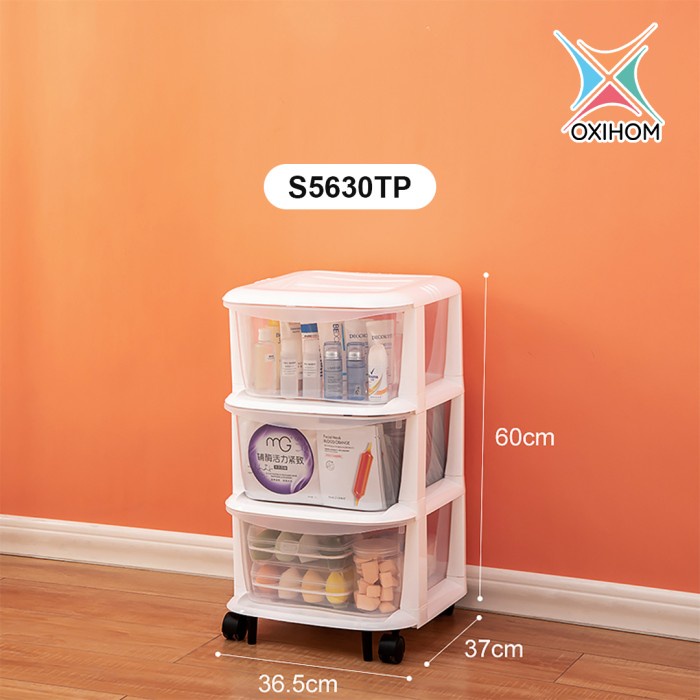 New Oxihom Lemari Plastik Susun Laci Plastik Lemari Pakaian Storage Box - S5630 3 layer