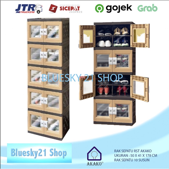 New LEMARI SEPATU + KACA / LEMARI KACA AKAKO / LEMARI SEPATU AKAKO MURAH - 4 SUSUN