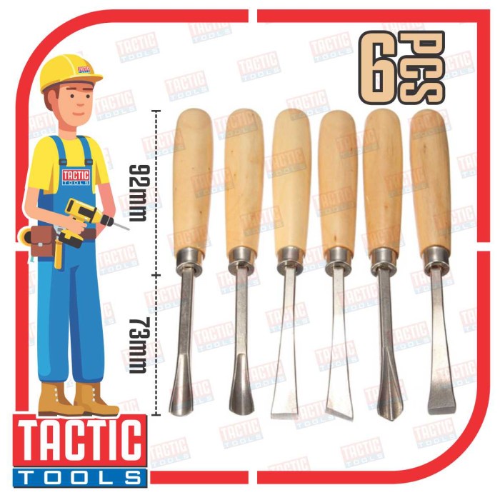 

Pahat Ukir Pisau Ukir set 6 Pcs / Wood Carving Chisel
