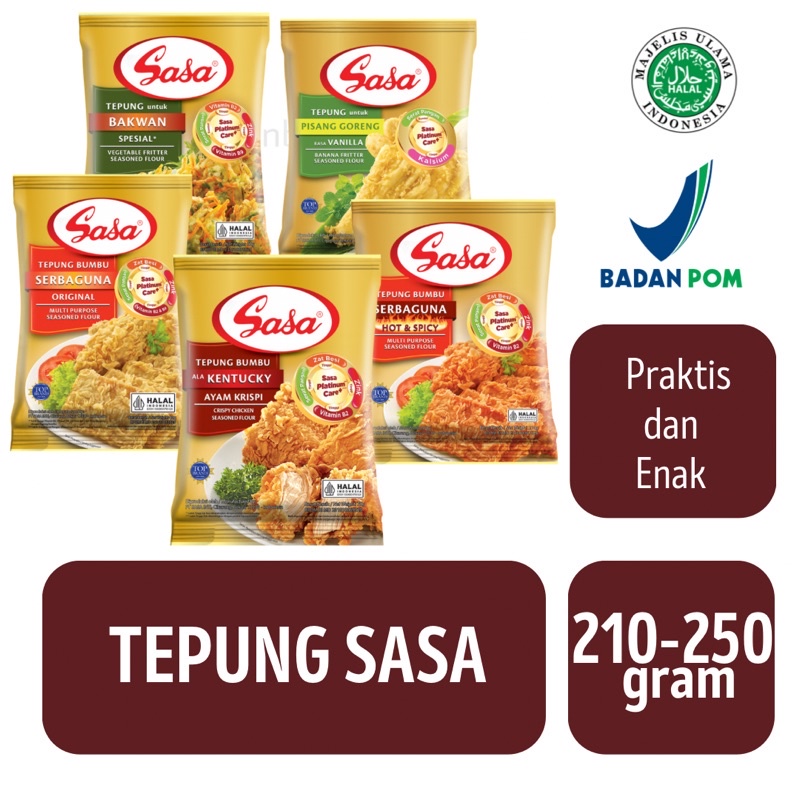 

Sasa Tepung Bumbu Serbaguna / Pedas / Bakwan / Pisang Goreng / Ayam Krispi