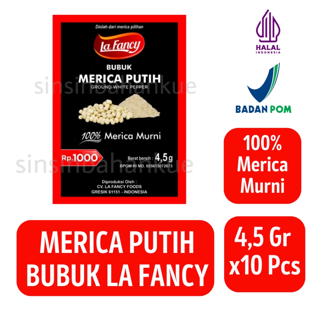

Merica Bubuk La Fancy [4,5 Gram x 10 Pcs]