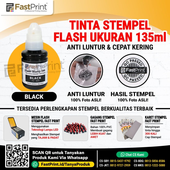 

[Ori] Tinta Stempel Flash Fast Print Warna Ungu (Purple Ink) 135ml - Hitam