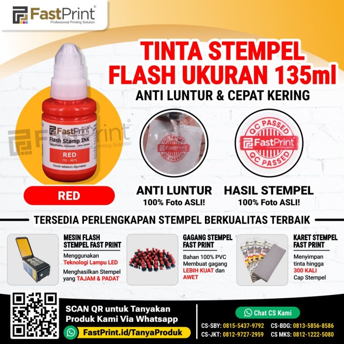

[HK-0329] Tinta Stempel Flash Fast Print Warna Ungu (Purple Ink) 135ml - Merah