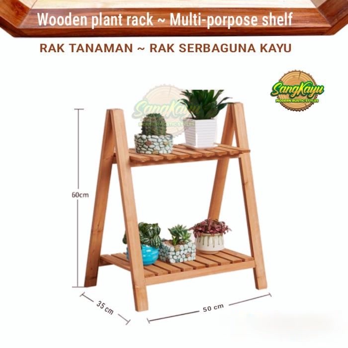 Rak susun kayu rak serbaguna rak tanaman hias rak pot bunga rak sepatu - KAYU MAHONI