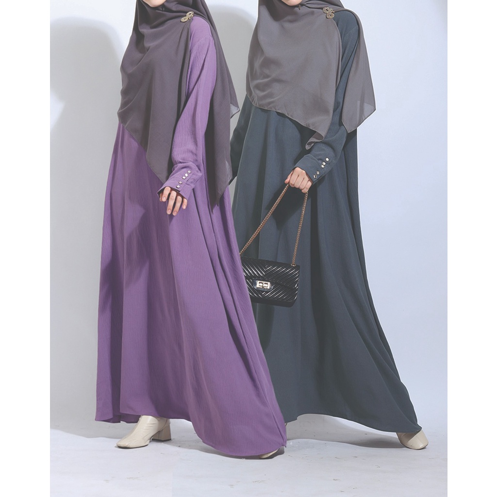 SQUADA | MECCA ABAYA POLOS CRINKLE PREMIUM BASIC DRESS GAMIS UMROH HAJI  6 WARNA ( LATTE,SKYBLUE,MIN