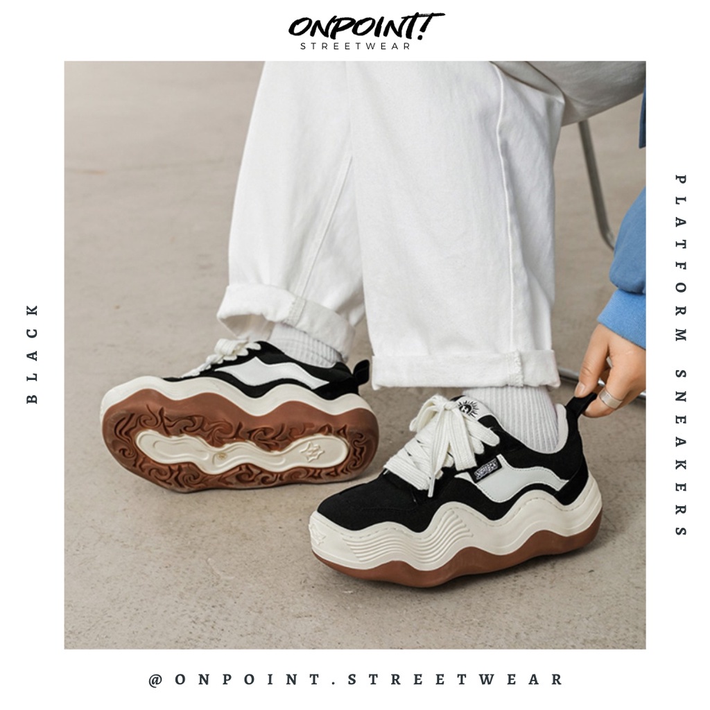 Platform sneakers (black) - sepatu sneakers pria korea original streetwear sneakers putih sepatu wan