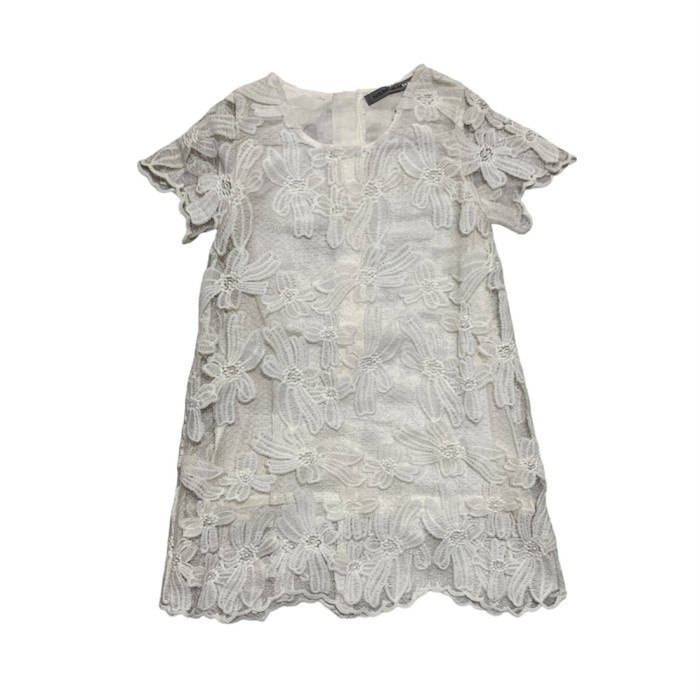 Dress Pesta Anak Perempuan Lengan Pendek Girl Party Dress Putih Motif Fashion Import