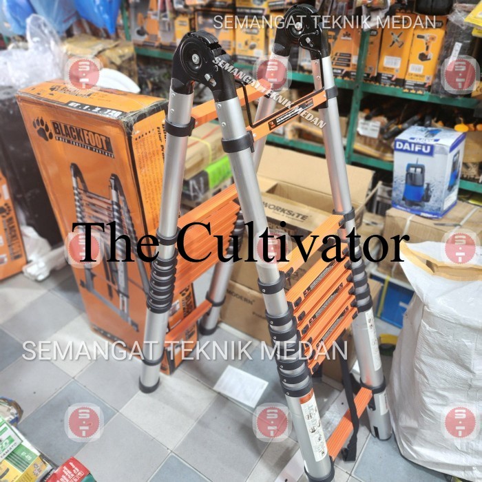 Terbaik TANGGA LIPAT DOUBLE TELESKOPIK TELESCOPIC 7.2 7,2 M METER BLACKFOOT JHL549