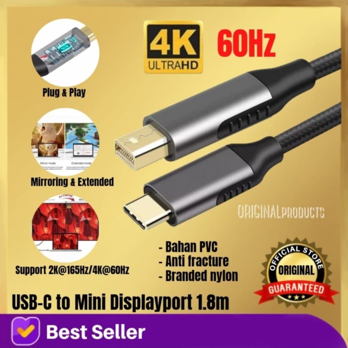 USB C to mini DP 1.8m cable 4K 60hz type C displayport Macbook New Mac