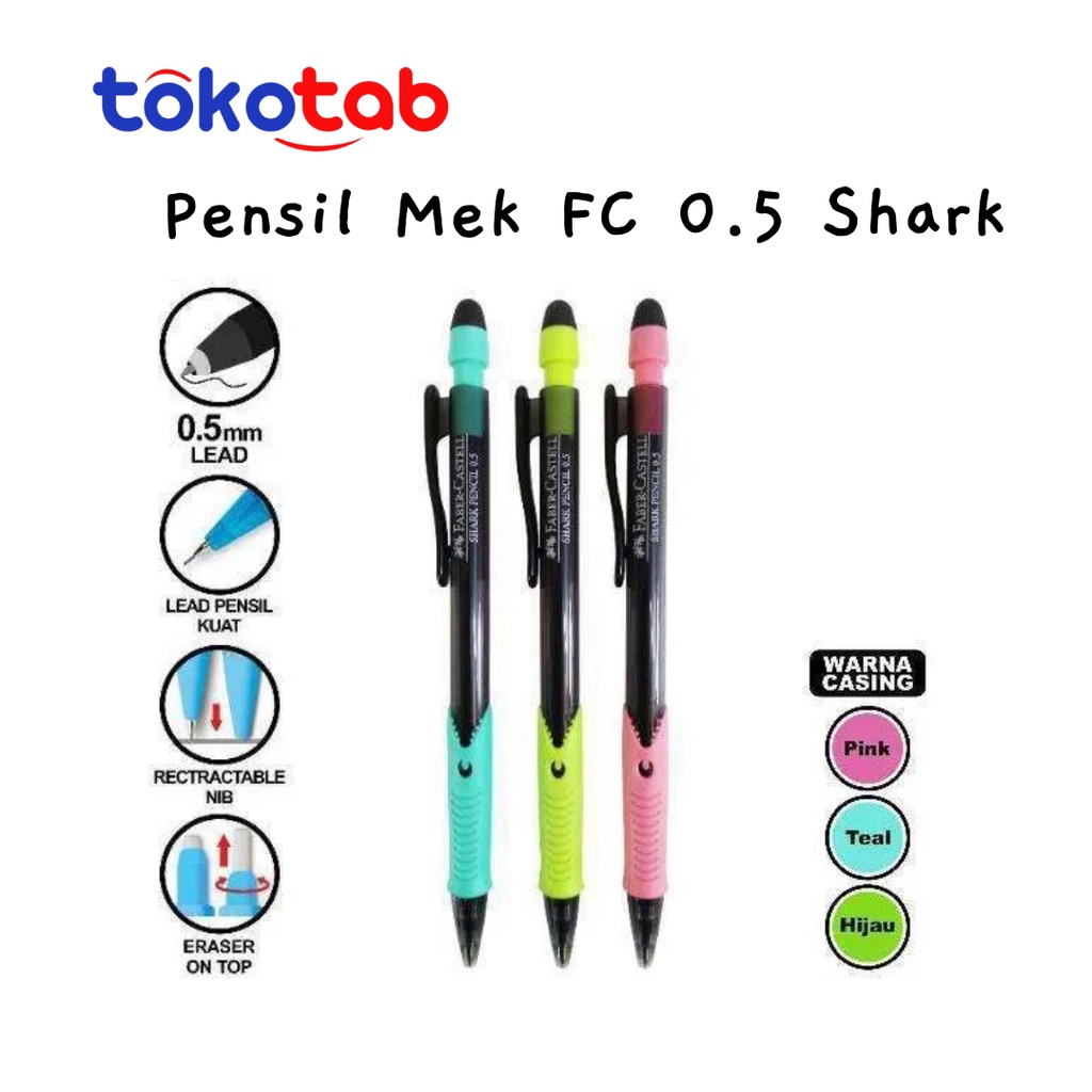 

Tokotab - Pensil Mekanik Faber Castell 0.5 Shark Pensil Cetekan Pensil Isi Ulang