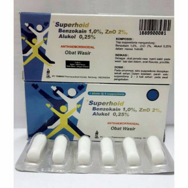 1 Supp = 1 biji Superhoid Suppositoria Anti Hemoroid obat Wasir Ambeyen