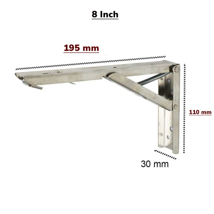 Bracket Engsel Siku Meja Lipat Dinding 8 10 12 14 16 18 20 inch 2 Pcs - MN