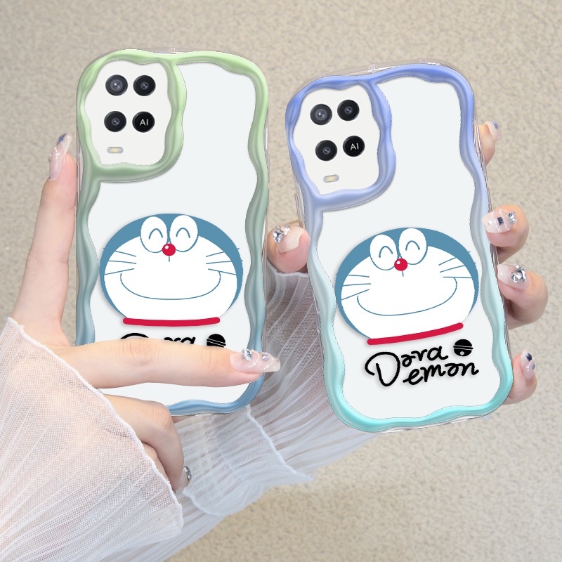 POPCASE For Oppo Softcase For Oppo A54 Case Casing Hp Senyum Doraemon Popular Wavy Curved Edge Case 