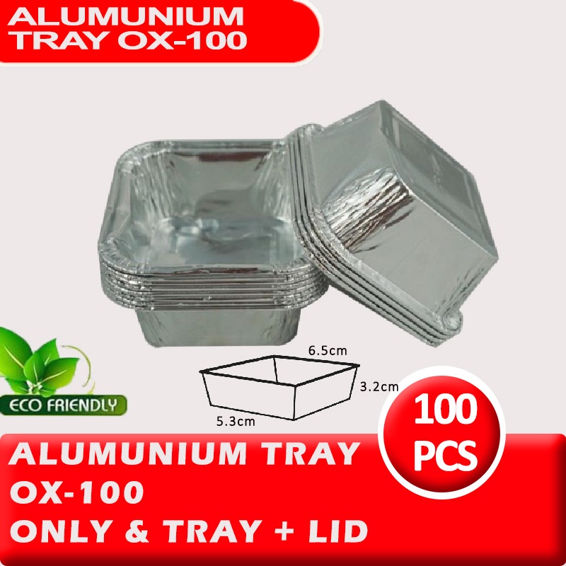 ALUMUNIUM FOIL CUP OX 100 / ALUMUNIUM FOIL TRAY / KOTAK ALUMUNIUM ISI 100 | OX 100 + LID | Alumunium