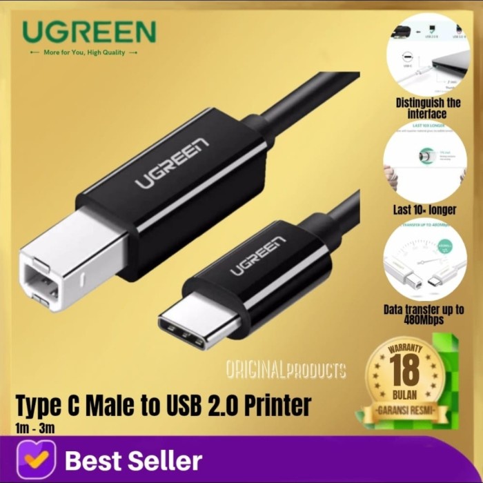 USB-C TYPE C MALE TO USB 3.0 B COWOK CABLE PRINTER MACBOOK PRO KABEL - 1M