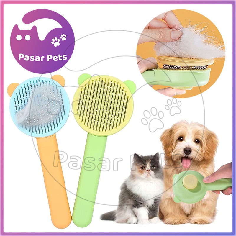 Sisir Tombol Kucing Sisir Bulu Kucing Otomatis Sisir Kucing Bulu Rontok Sisir Grooming Tombol