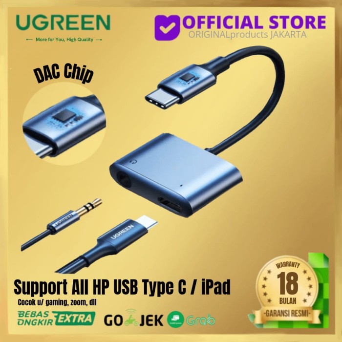 Ugreen Usb C to 2 Type C Splitter Audio Charger Ipad Pro Xiaomi Huawei - 60164 DAC chip