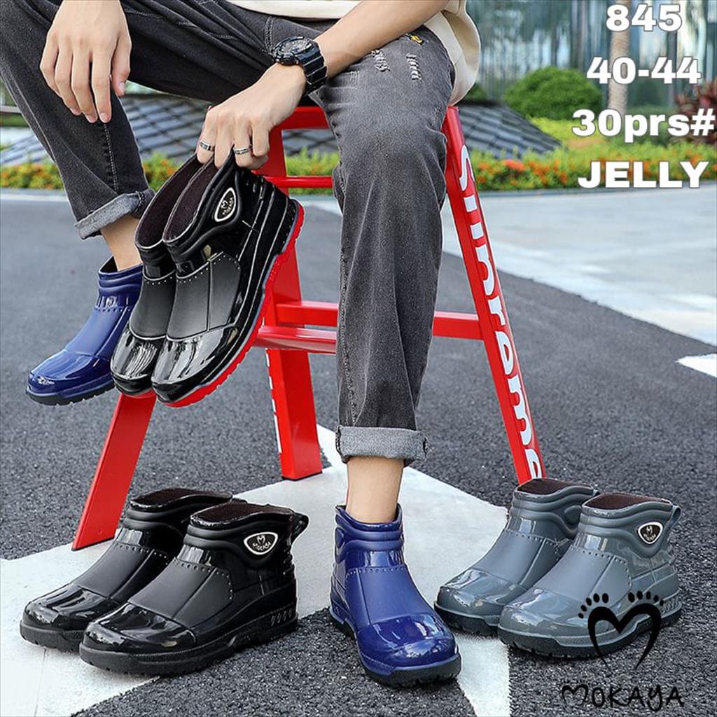 Boot Pria Karet Sepatu Boot Pria Karet Pendek Motif Garis Anti Slip Tinggi 12 Cm Karet Pendek Motif 