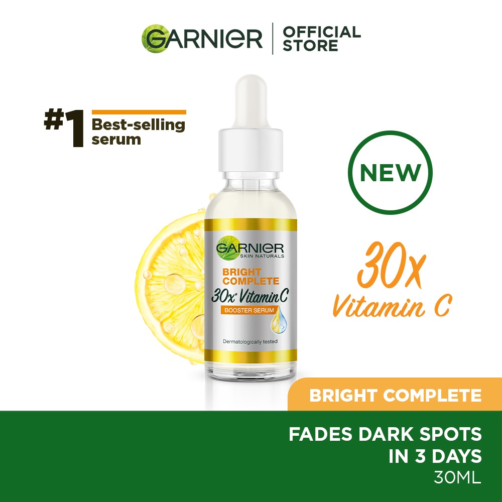 Garnier Bright Complete Vitamin C 30x Booster Serum 30ml - (Light Complete) Pemutih Kulit dan Memuda