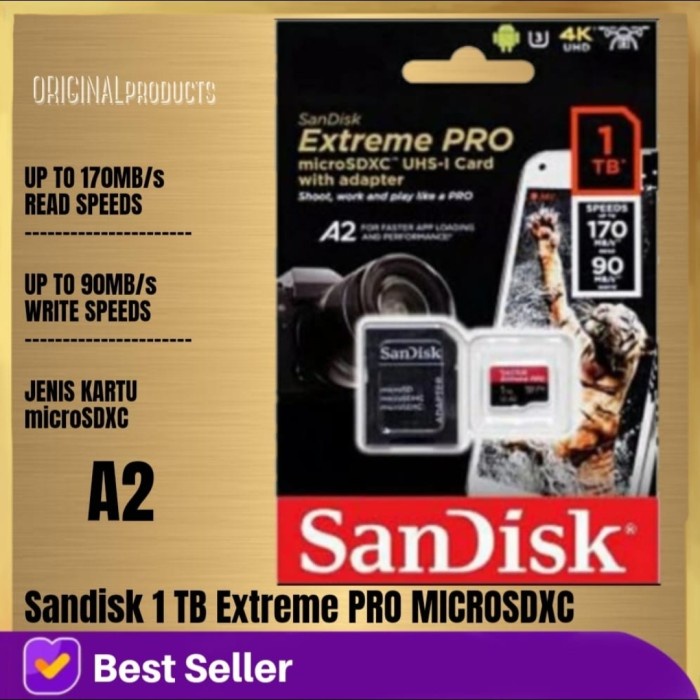 Sandisk 1Tb 1 Tb Extreme Pro 170mb/s Memory Micro SD SDXC Card A2 UHS
