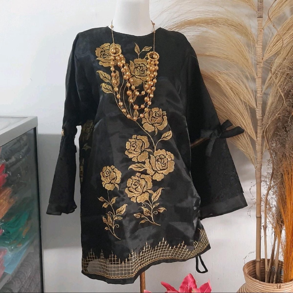 Baju Bodo organza motif mawar premium modern / baju bodo khas makassar