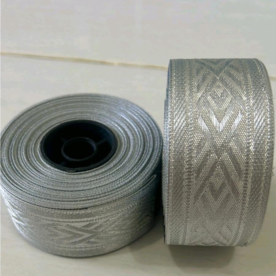 Pita motif/Renda gamis motif/pita india Emas dan Silver lebar 4 cm