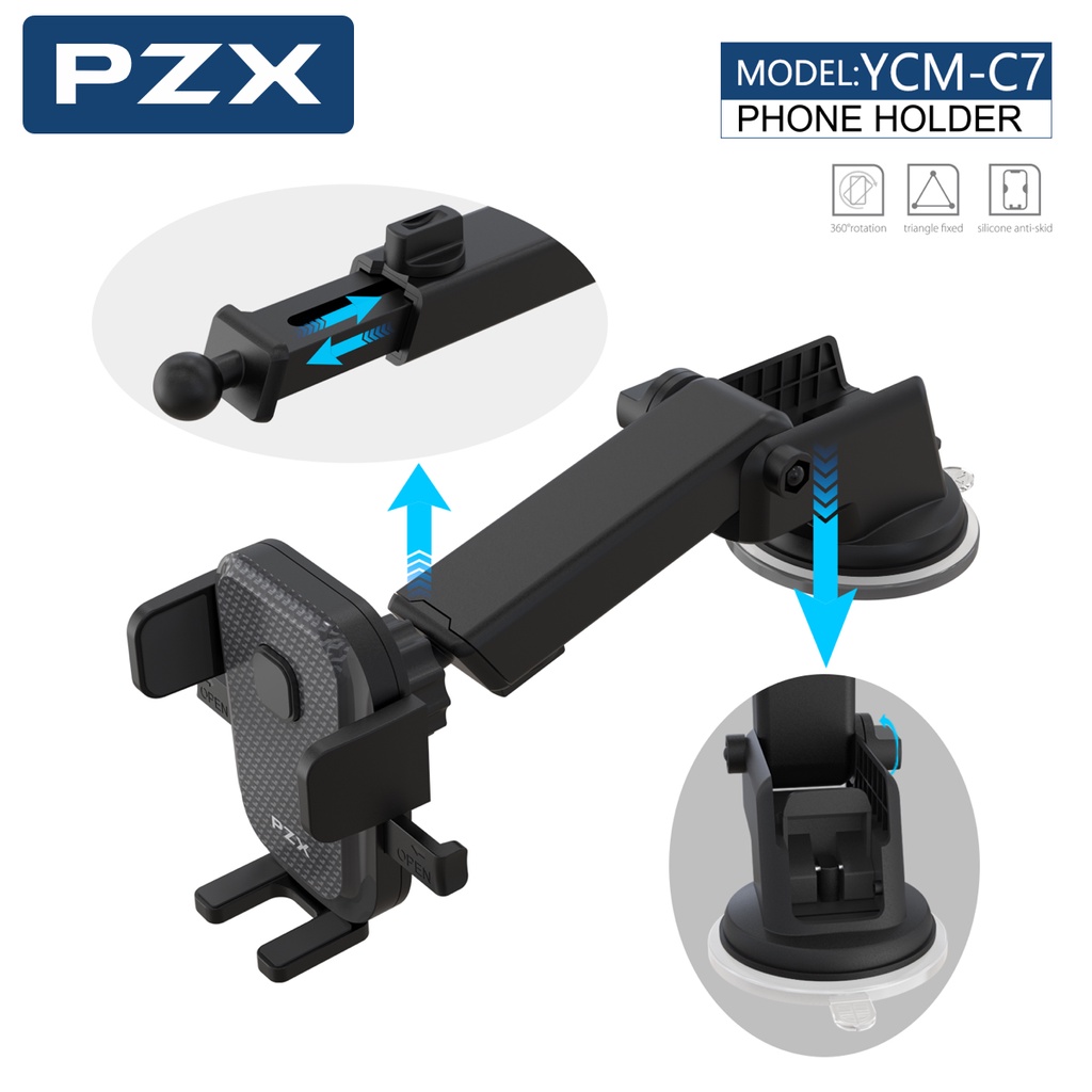 Car Holder Hp Mobil Telescopic PZX CYM-C7 -  Holder untuk Dashboard Mobil