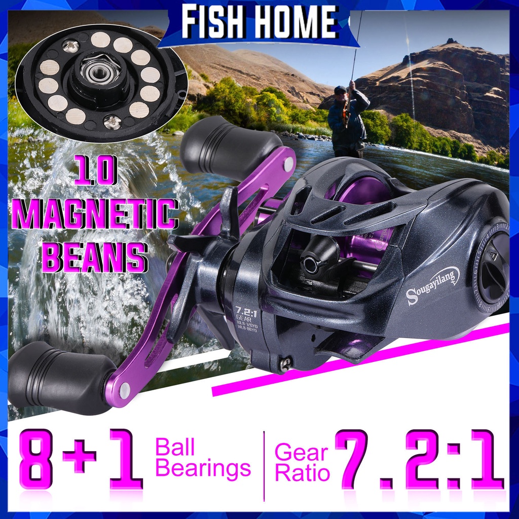 Sougayilang reel pancing casting reel 8+1BB 7.2：1 Rasio kecepatan rotasi reel bc casting reel