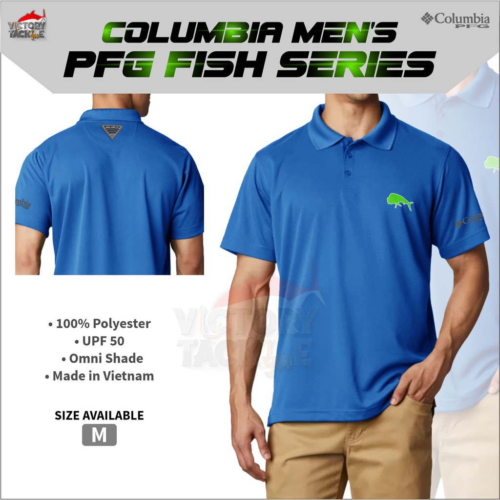 Columbia Men's PFG Fish Series™ Polo Shirt Hyper Blue/Dorado