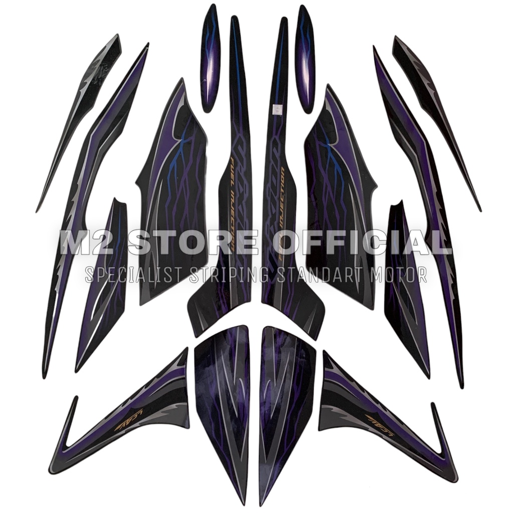 striping stripping Yamaha vixion old lama 2010 hitam ungu sticker stiker lis polet body Vixion VIXIO