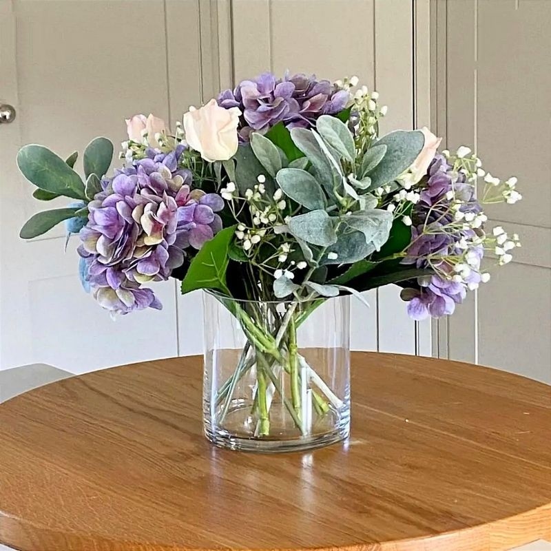 RB Vas Bunga Kaca Tabung Silinder / Vas Tinggi Bamboo Besar Minimalis / Vas Kaca Bening Hiasan