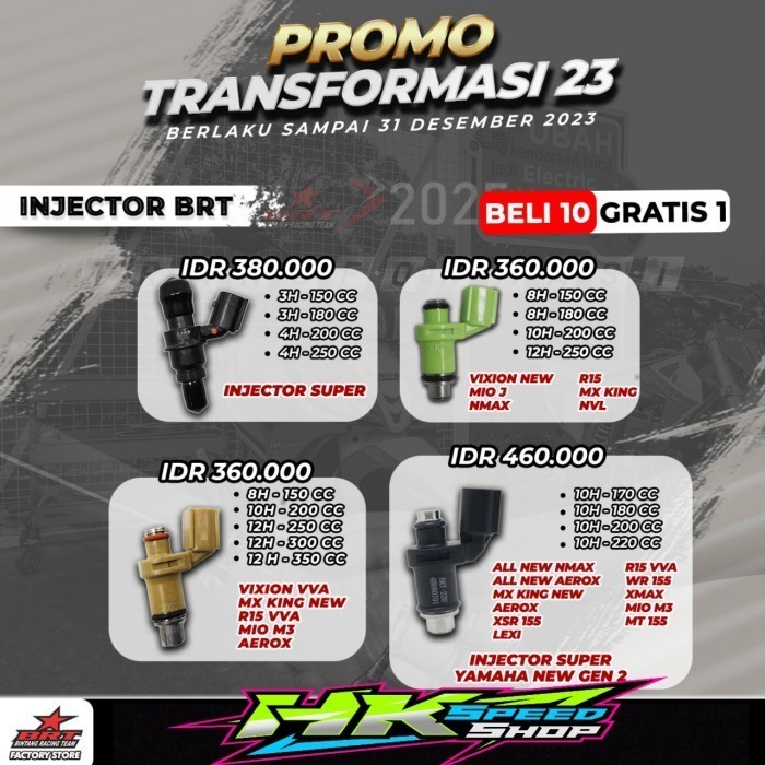 INJEKTOR SUPER BRT VARIO PCX ADV SONIC CBR BEAT SCOOPY GTR SUPRA X 125 REVO VESPA ALL TYPE HONDA 150