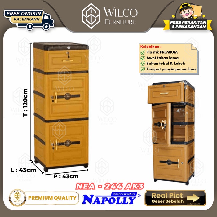 Lemari Laci Plastik Napolly NEA 244.AK3 3 Susun / Drawer Baju Anak