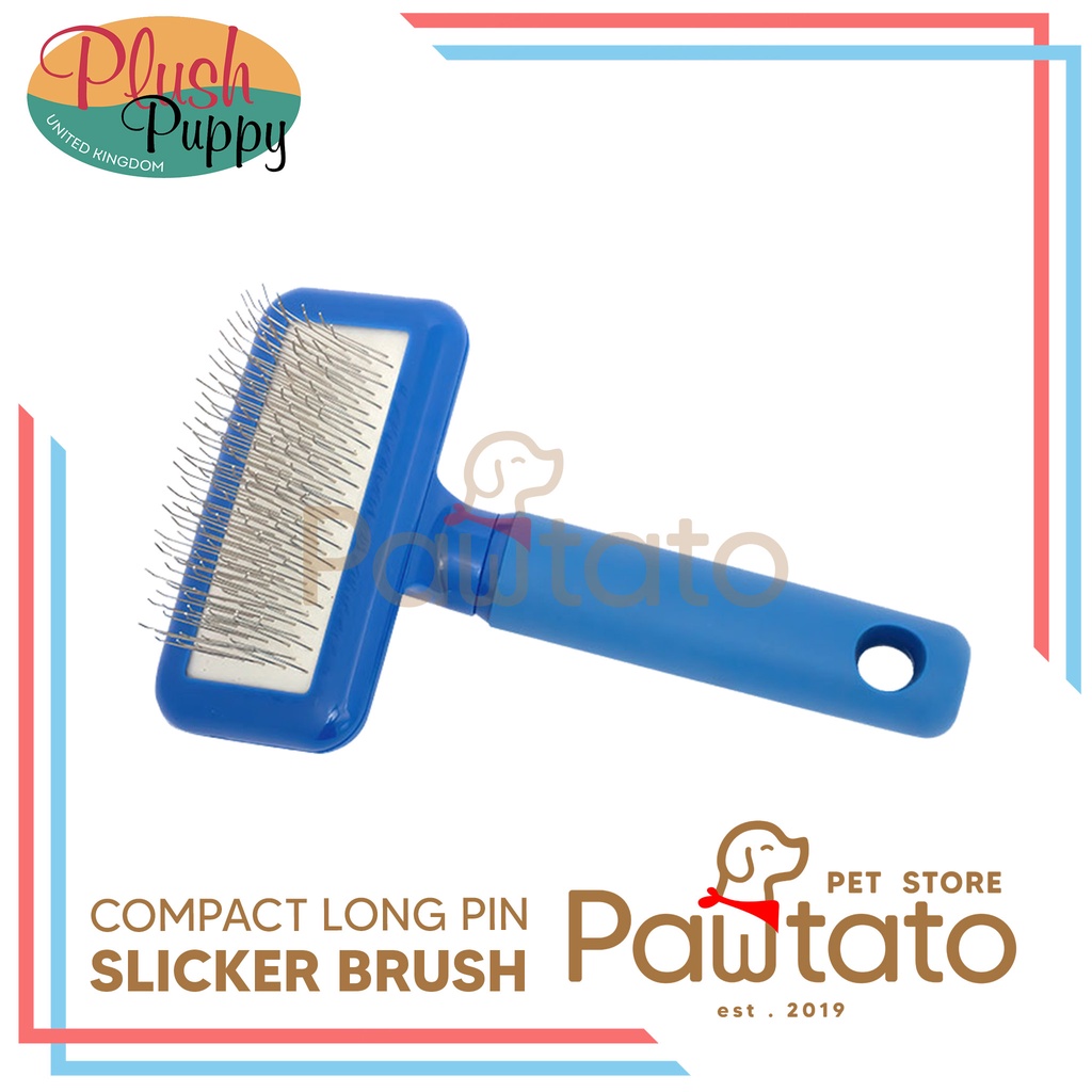 Sisir Anjing Plush Puppy Slicker Brush Long Dense Coat Poodle Bichon Fluffy Coat Pawtato Pet Store