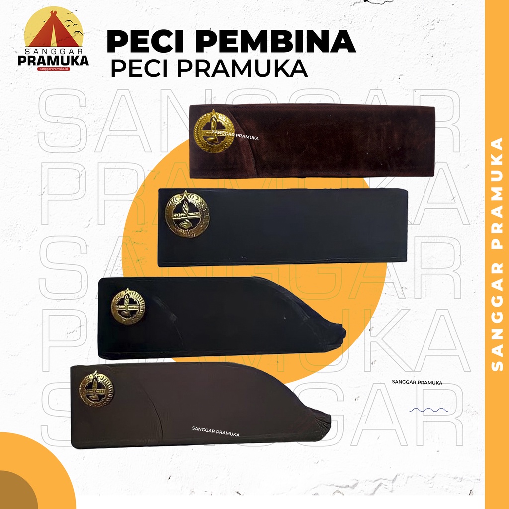 Peci Pembina Pramuka / Peci Bludru Pramuka / Kopyah Pramuka Plus Tanda Topi / Peci Coklat
