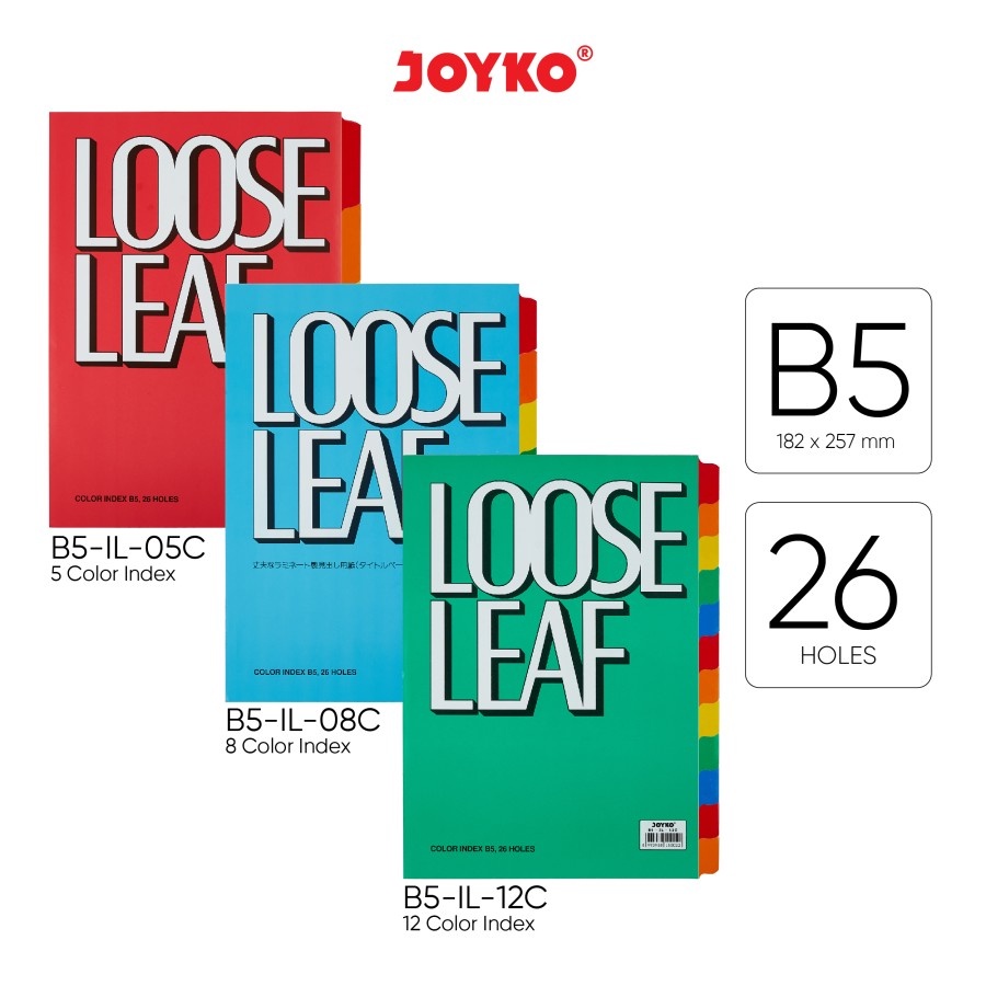 

PEMBATAS KERTAS BINDER JOYKO/JOY-ART A5 DAN B5 | COLOR INDEX LOOSE LEAF | INSERT BINDER