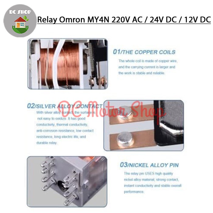 Velvetvibes02 Relay My4N 12V /24V Dc / 220V Ac / 48V Dc Relay 4 Out 12Vdc 24Vdc 220Vac 48Vdc