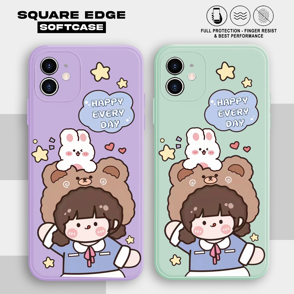 Case Oppo A17 A57 A15 A16 A78 A16K A5S A12 A54 A76 RENO4 RENO4F RENO7 Happy Girl CA502 Casing Siliko