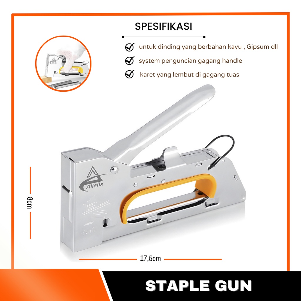 

Staples Tembak Guntacker Steples Stapler Hekter Tacker Staple Gun Allefix Alat Perekat Stepler Handtacker Kayu Jok Motor Mobil Spanduk Banner Kertas