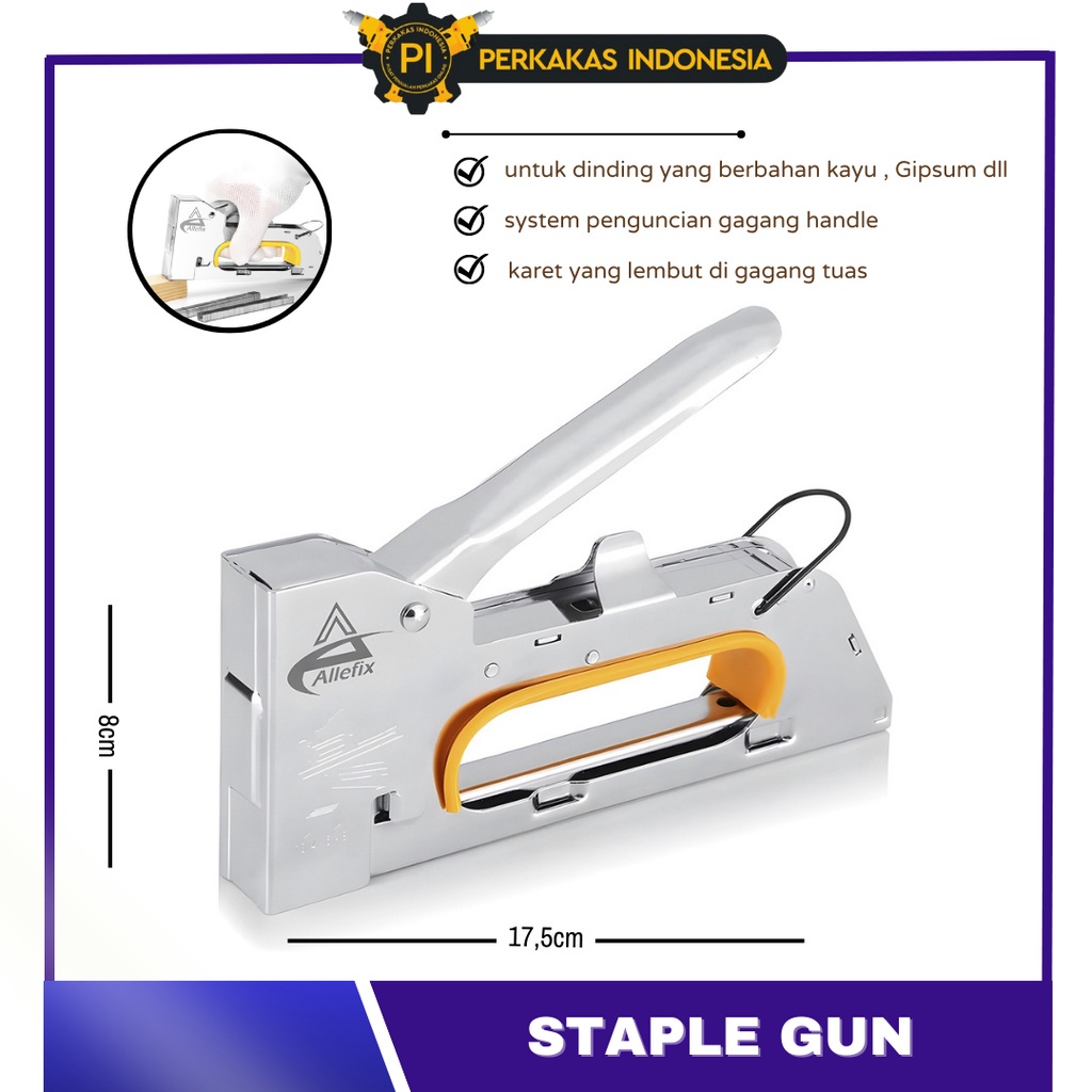 

Staple Gun Allefix Staples Tembak Guntacker Steples Stapler Hekter Tacker Alat Perekat Stepler Handtacker Kayu Jok Motor Mobil Spanduk Banner Kertas