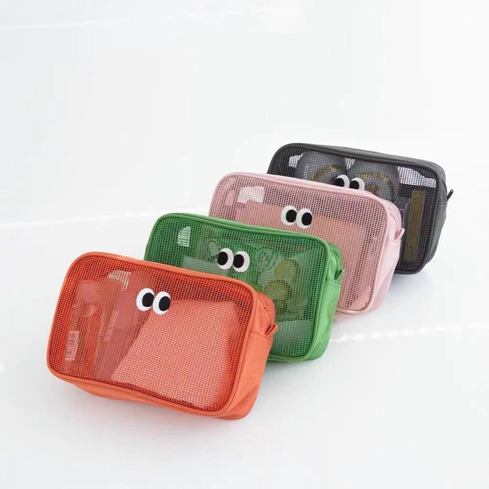 

[Miloli] Pouch Kosmetik Jaring Big Eyes Storage Box Travel Kotak Pensil Aesthetic Tempat Pensil -