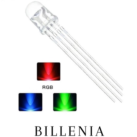 LED RGB 5mm Clear Common Cathode 4pin Tricolour LED RGB 5mm Katoda 3 Warna