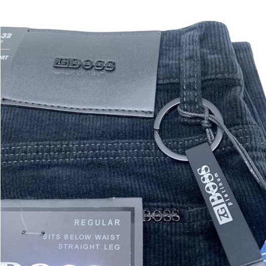 Celana Pria Corduroy Stretch ZG BOSS Biru Gelap - Regular STANDAR - 30