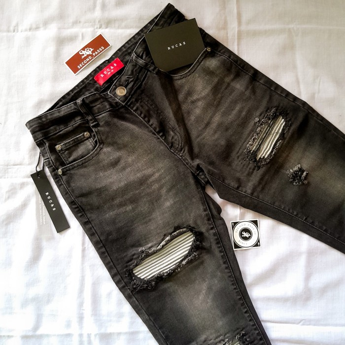 RUCAS SEASON 12 DARK GREY CAVIAR LEATHER JEANS    Limited - IKLAN