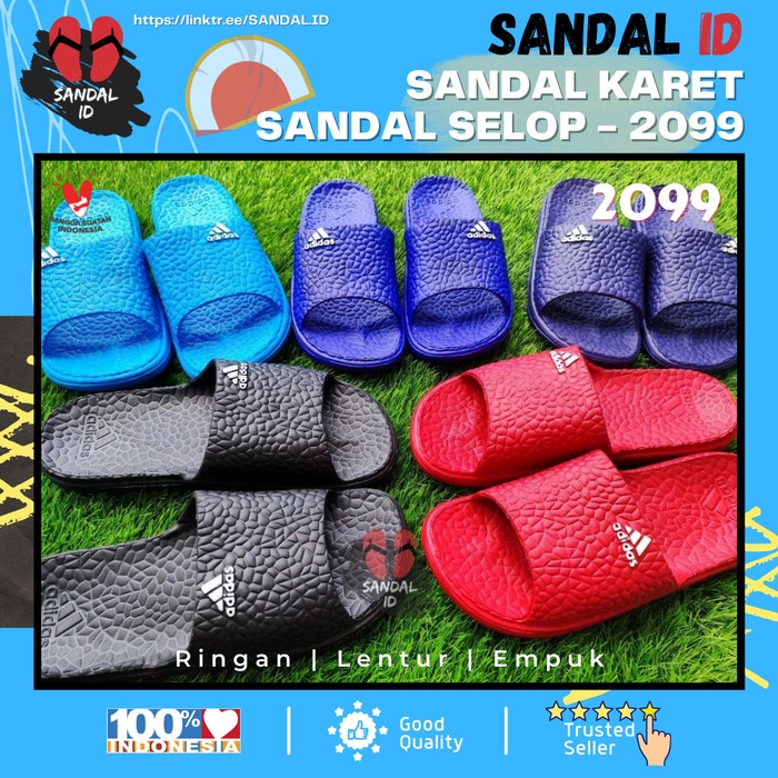 Sandal Pria Adidas Slop Kulit Jeruk 2099 - Hitam, 40