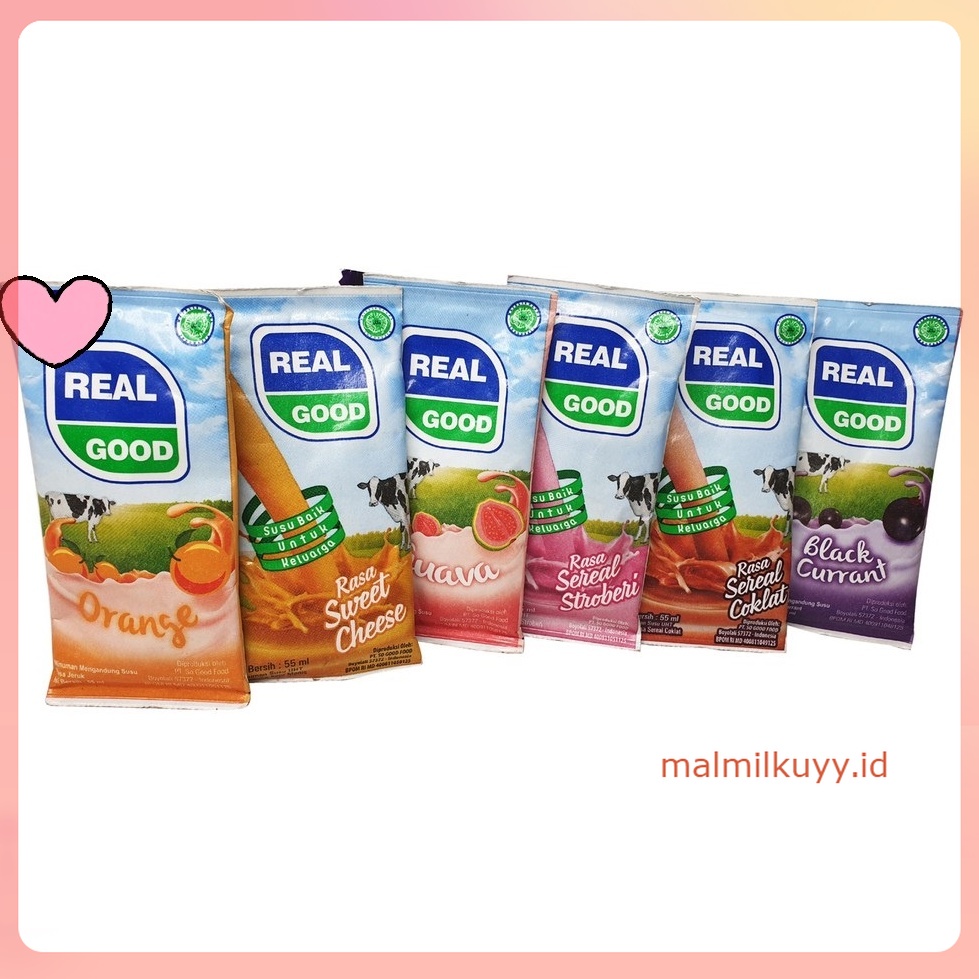 

REAL GOOD SUSU BANTAL UHT 50ml MINI COKELAT STRAWBERRY CHEESE BLACKCURRANT ANGGUR GUAVA ORANGE JERUK DUS CEMILAN ANAK GROSIR MURAH MAKANAN MINUMAN RINGAN SO GOOD SO NICE