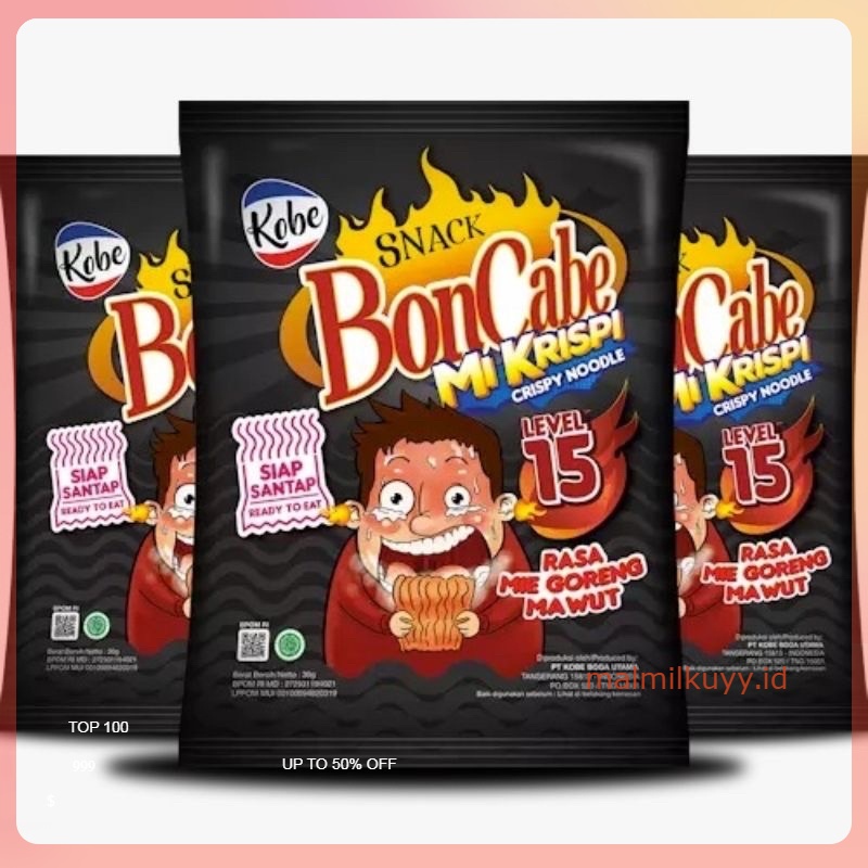 

BONCABE MI KRISPI 30gr LV 15 SIAP SANTAP MIE GORENG MAWUT CRISPY NOODLE KOBE CEMILAN ANAK MAKANAN RINGAN GROSIR MURAH PEDAS BON CABE CABAI