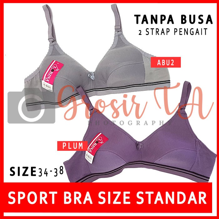 GTA Lorina Polos Sport Bra Bh Senam Olahraga Wanita Tanpa Busa Size Standar 34, 36, 38 - GTA0098 MUR