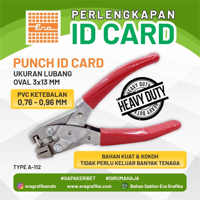 

Punch ID CARD / Pelubang ID CARD HEAVY DUTY UK. OVAL 3 x 13 MM