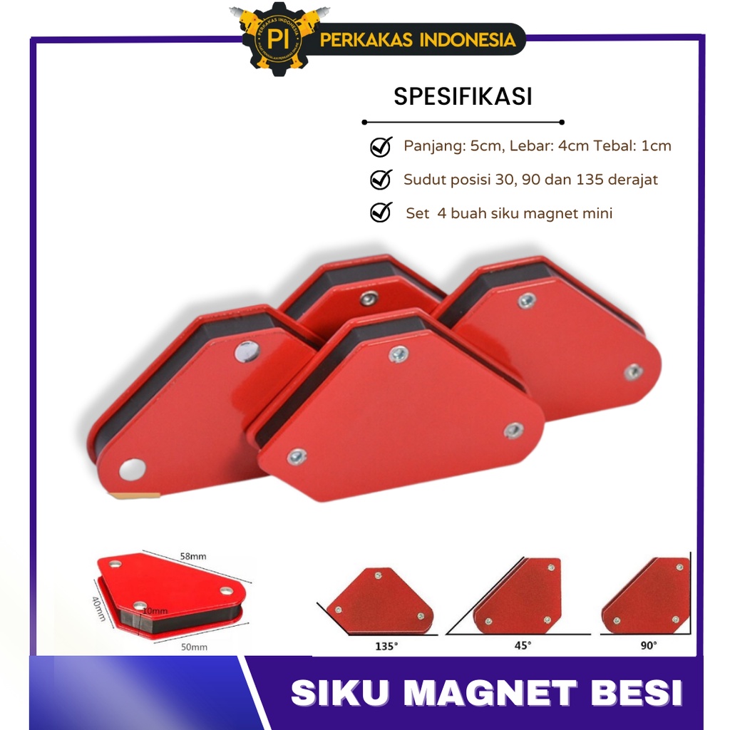 Siku Magnet Besi Las Mini Holder Welding Magnet Wipro Set isi 4 Pcs Klem Siku sudut Besi Corner Clam